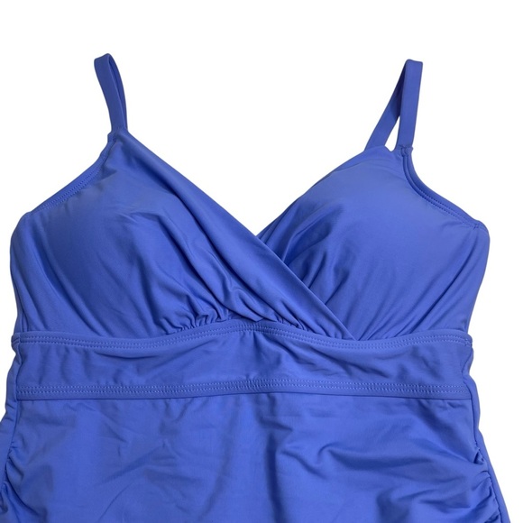 Anne Cole Ruched Underwire Tankini Top Periwinkle Blue 32DD / 34D New - Picture 3 of 8